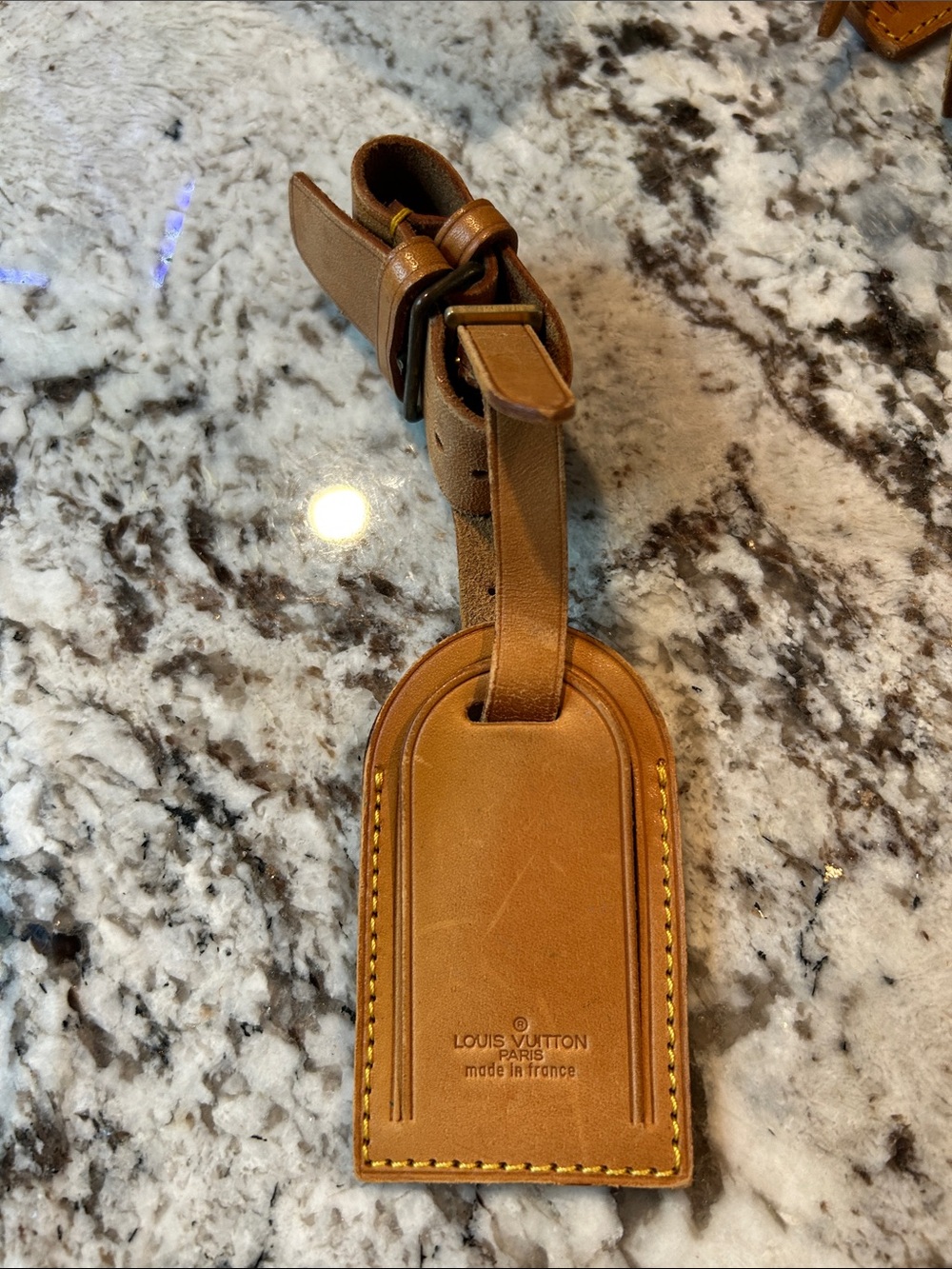 Louis Vuitton Brown Leather Luggage Tag with Strap